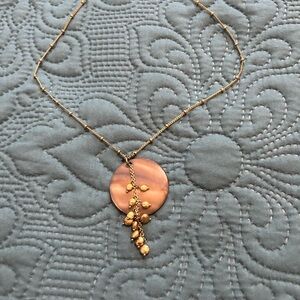 Gold chain with Brown Mother of Pearl Pendant Necklace